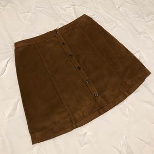 Faux Suede Brown Button Down skirt